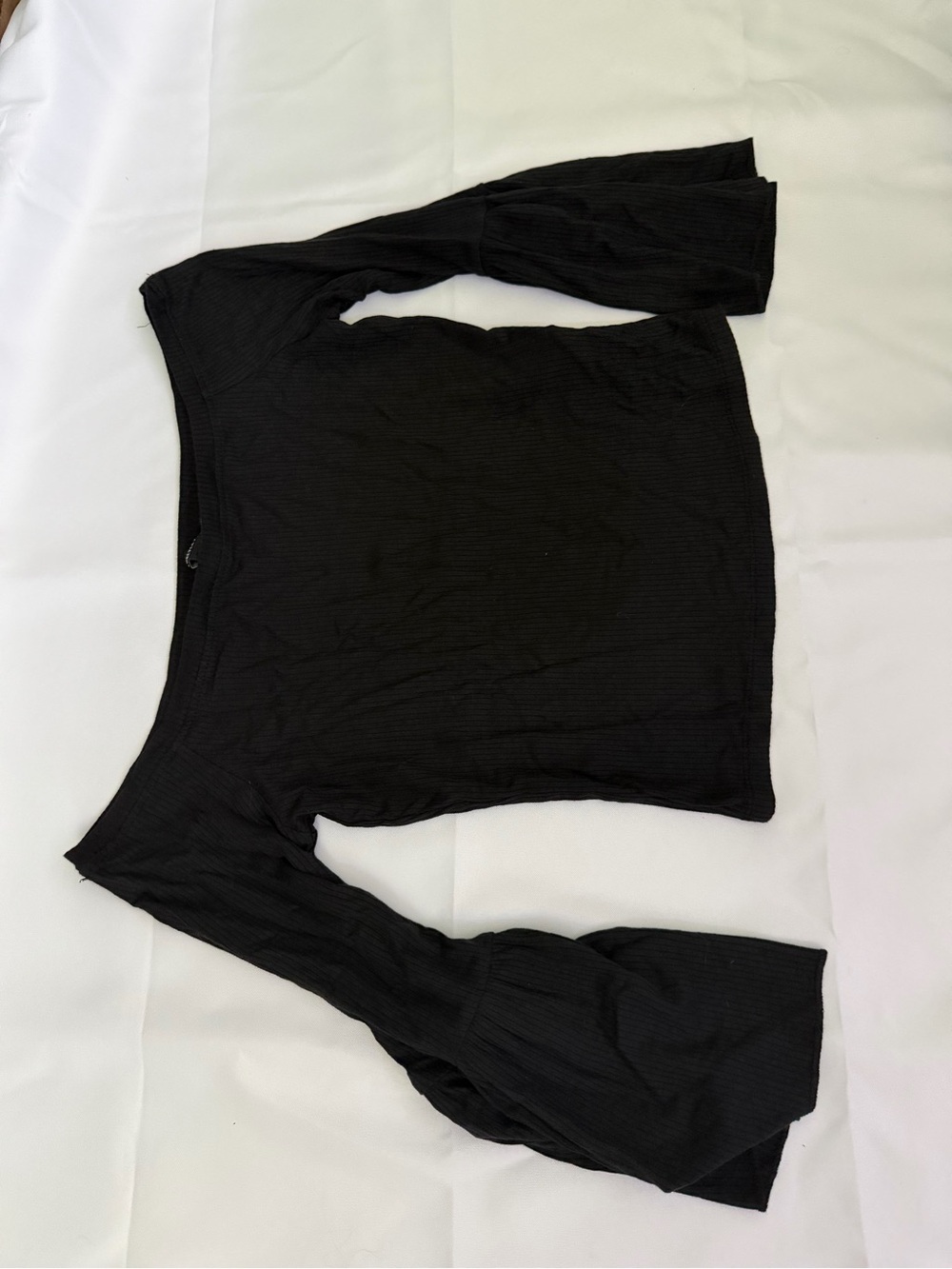 Forever 21 Black Ribbed Bell Sleeve Top